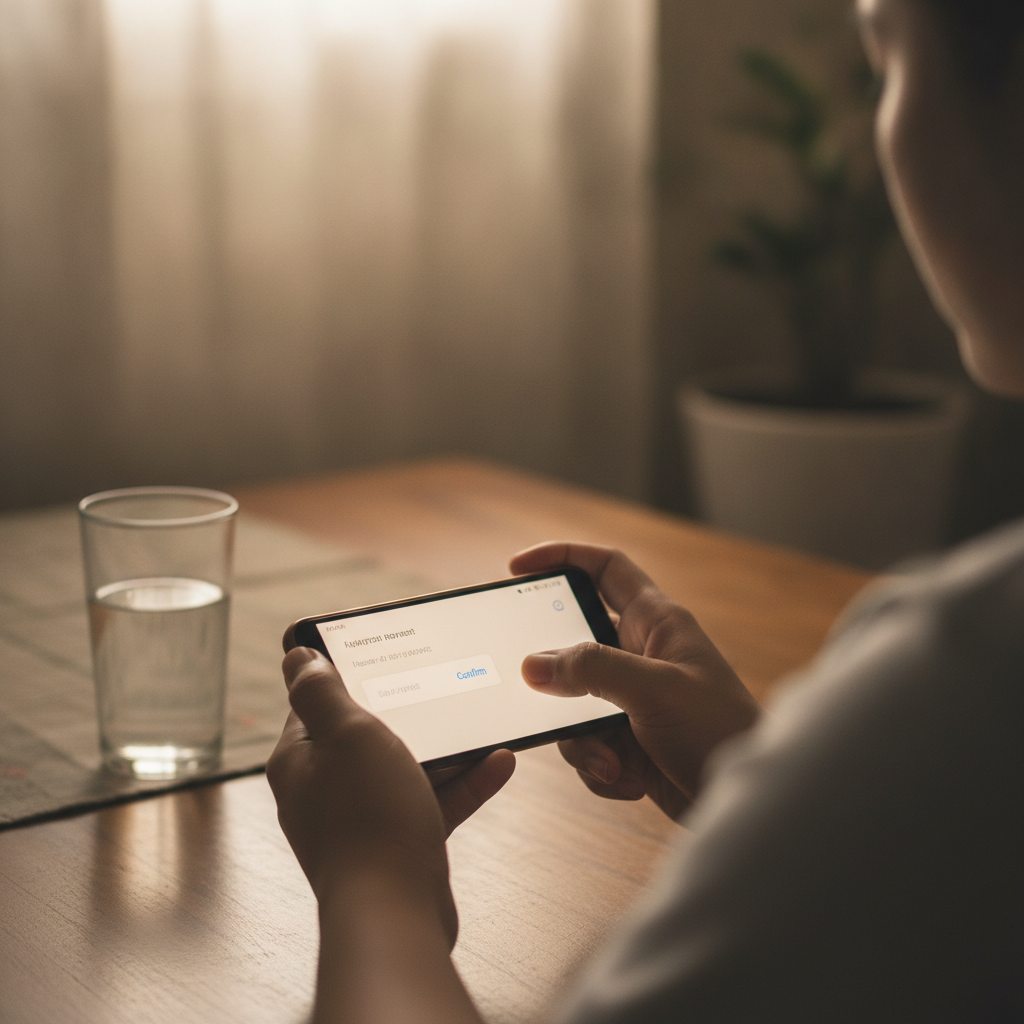 Person using smartphone to manage online casino withdrawal transaction